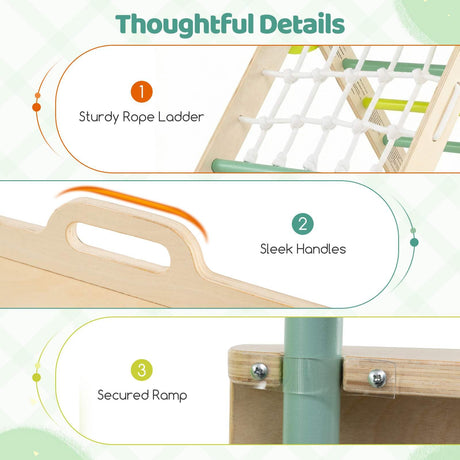 HONEY JOY 8-in-1 Wooden Triangle Set, Foldable Montessori Climbing Toys