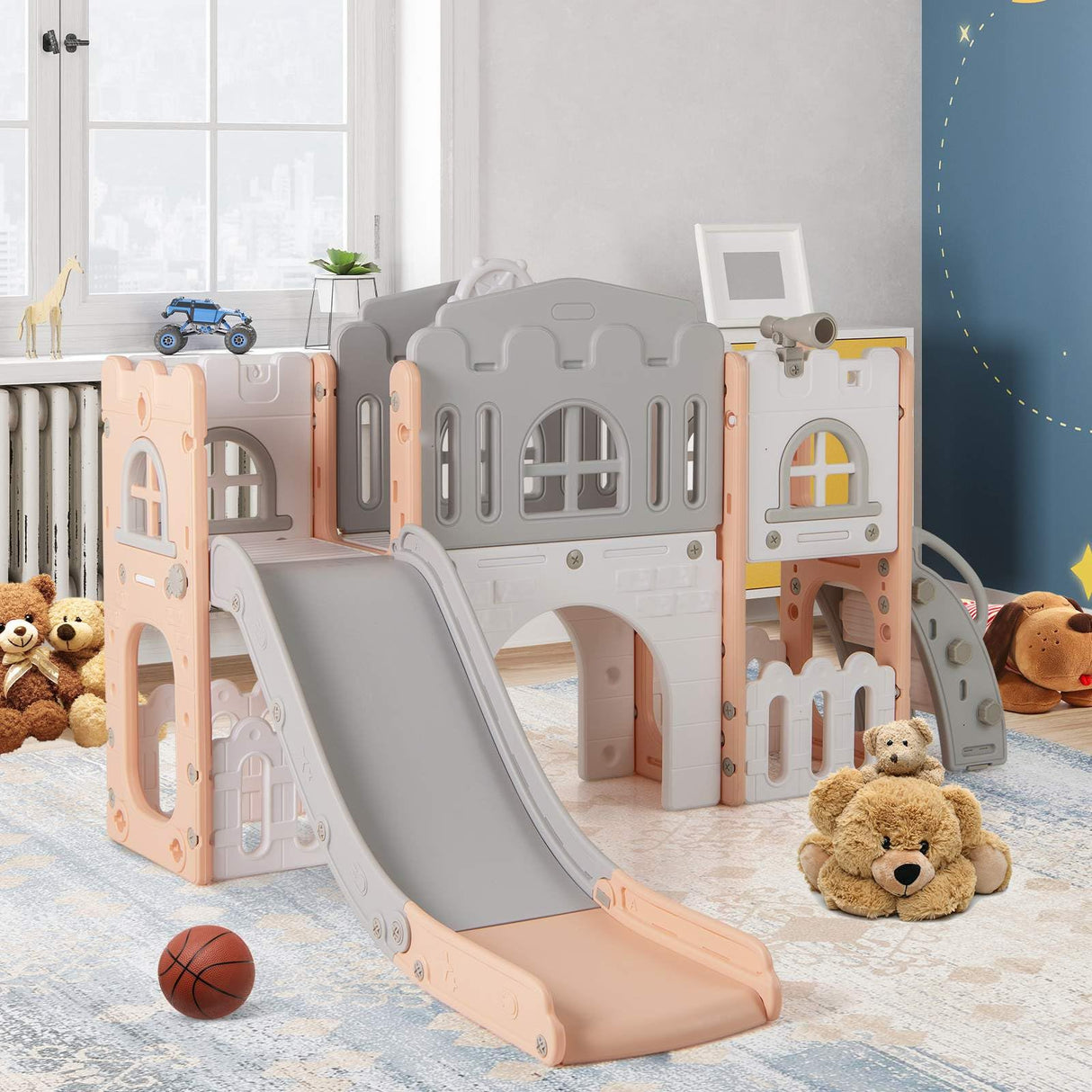 HONEY JOY All in 1 L-Shaped Slide for Toddlers Age 1-3