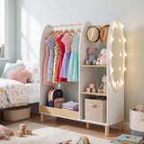 HONEY JOY Kids Dress Up Storage with Mirror and Lights
