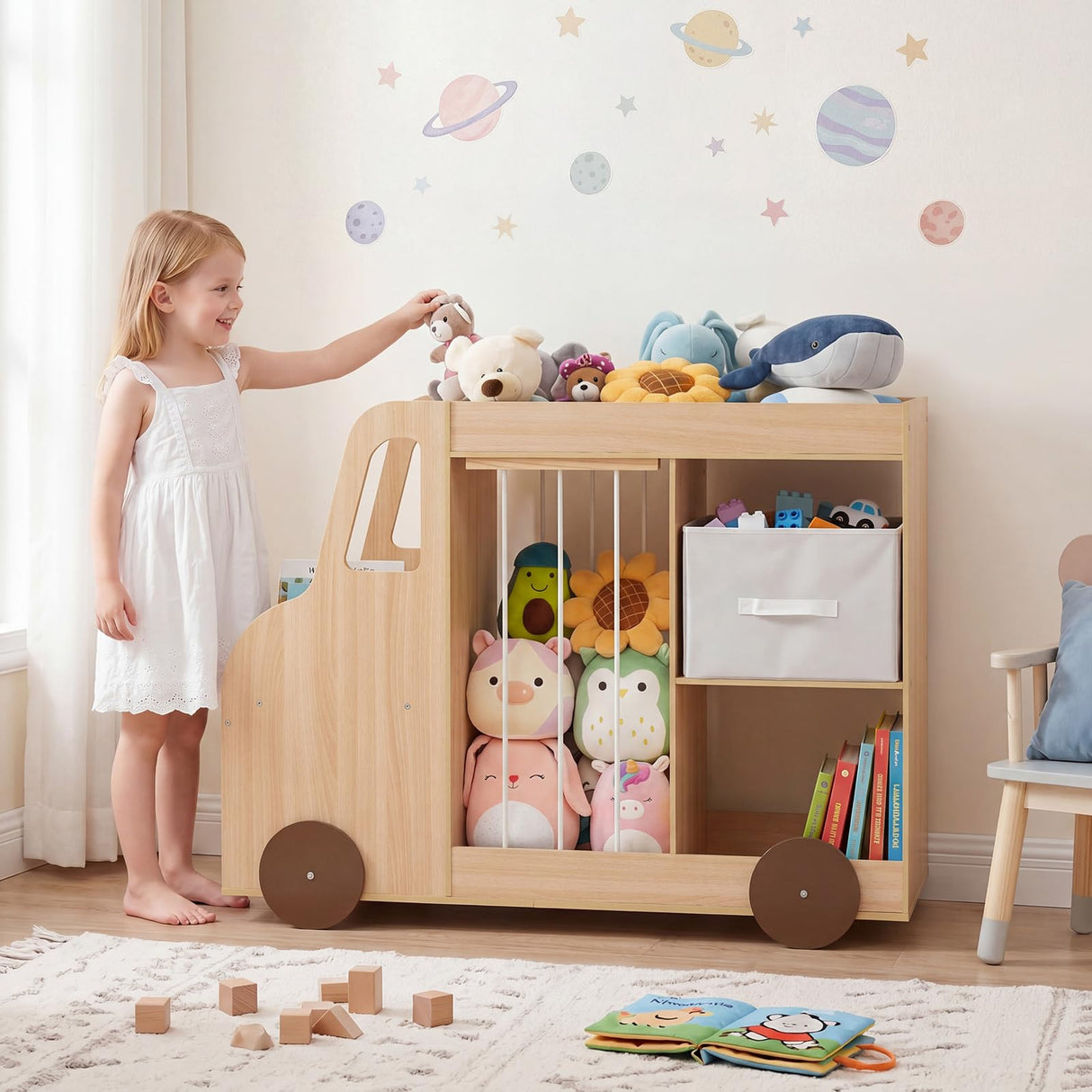 HONEY JOY Toy Storage Organizer with Stuffed Animal Storage