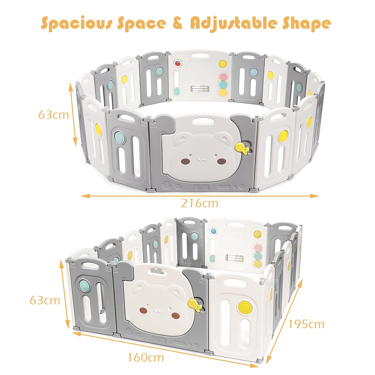 BABY JOY Foldable Baby Playpen 16 Panels, Kids Safety Yard Activity Center