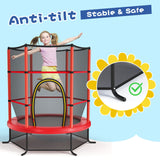 HONEY JOY 5.3FT Kids Trampoline, Toddler Trampoline w/Safe Enclosure Net, Accessories Bag, Jumping Pad