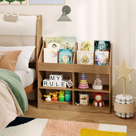 HONEY JOY 3-Tier Kids Bookshelf, Montessori Cube Bookcase for Nursery, Classroom