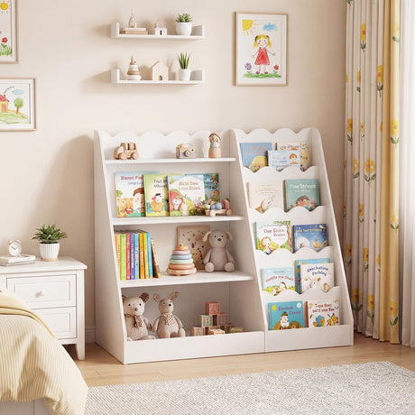 HONEY JOY Kids Bookshelf, Toddler Bookcase Toy Organizer