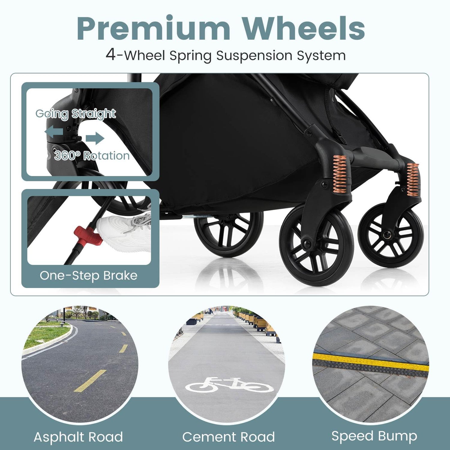 jogging stroller reversible seat 2-in-1 Foldable Baby Stroller w/Reversible Seat