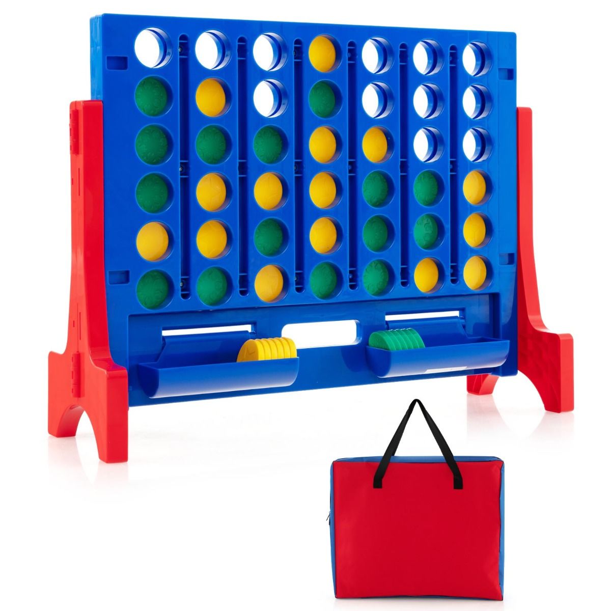 Jumbo 4-to-Score Connect Game Set with Carrying Bag and 42 Chesses