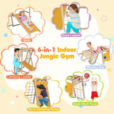 6-in-1 Jungle Gym with Slide and Rock Climbing for 3-14 Years Olds