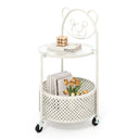 HONEY JOY 2-Tier Round End Table Storage Side Table Bedroom w/Lockable Wheels