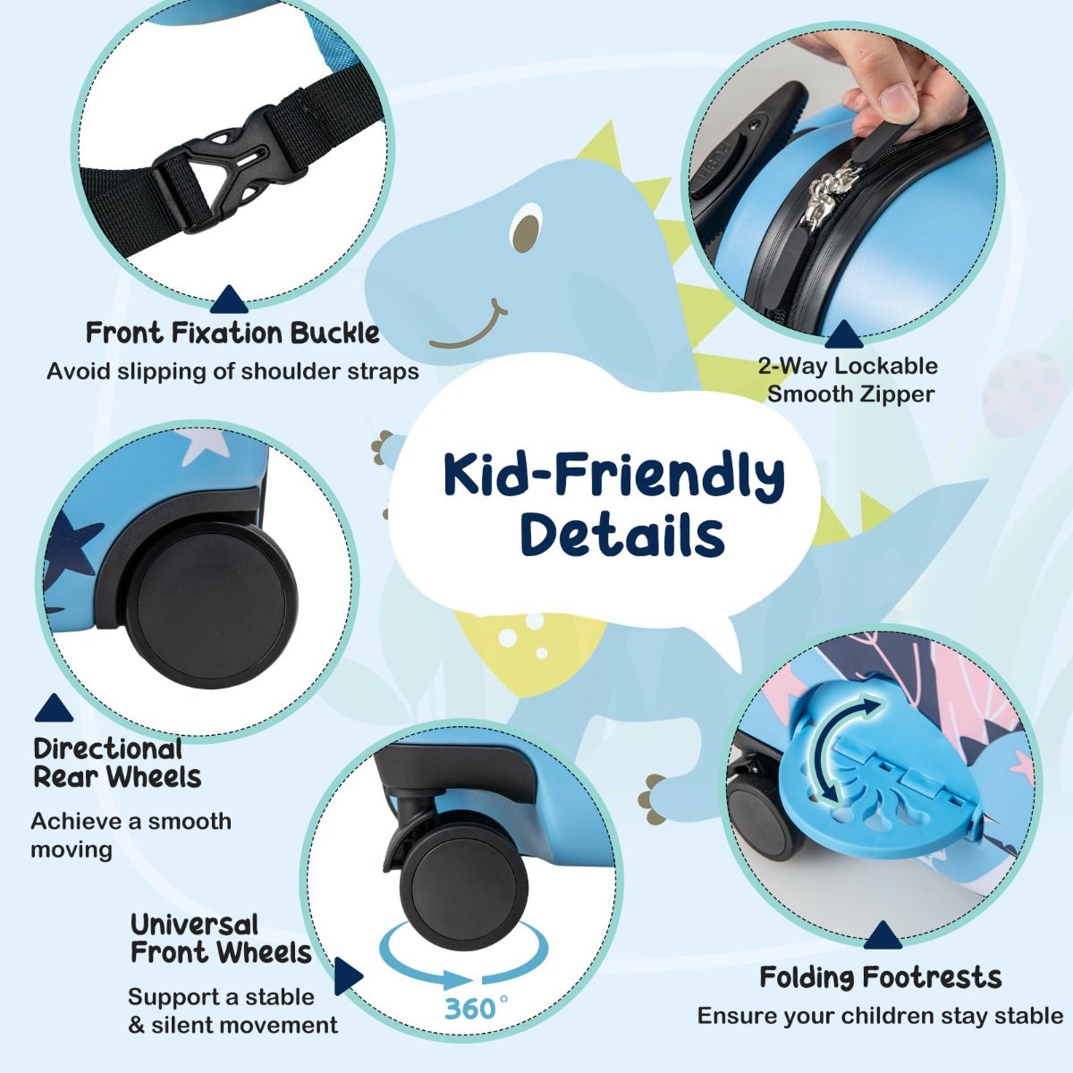 BABY JOY 2 PCS Kid Luggage Set, 18" Suitcase & 12" Backpack Set