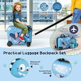 BABY JOY 2 PCS Kid Luggage Set, 18" Suitcase & 12" Backpack Set