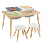 Kid's Table and Chairs Set with Detachable Double-Sided Tabletops