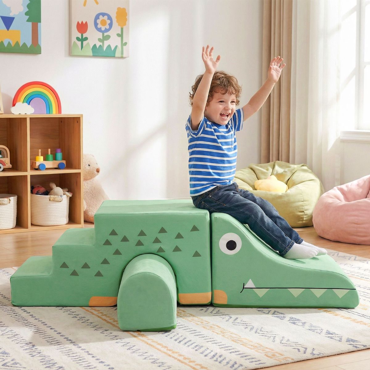 Kids Climbing Foam Blocks Playset with Removable Velvet Covers