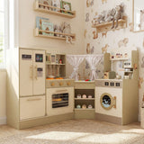 HONEY JOY Kids Corner Play Kitchen, Pretend Play Kitchen Playset