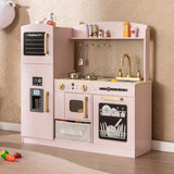 Kids Pretend Play Kitchen Set with Fabric Drawer and Doodle Boards