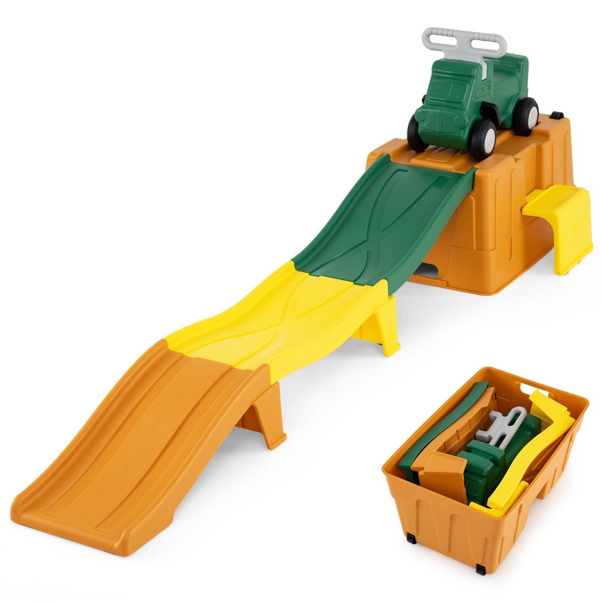 Kids Ride on Toy with Storage Box and Downhill Race Tracks for Kids Aged 3+ Years Old