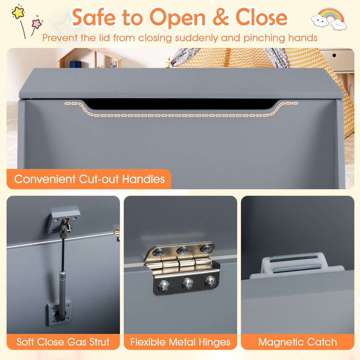 Kids Toy Box Wooden Mobile Toy Storage Organizer