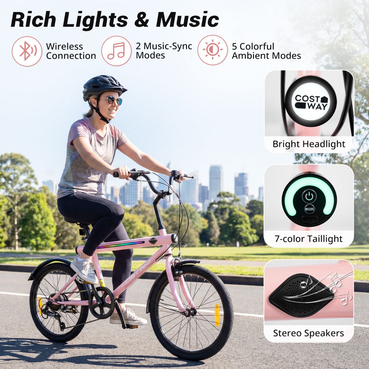 Lighted Cycling Bike with Adjustable Handlebar and Seat