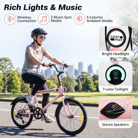 Lighted Cycling Bike with Adjustable Handlebar and Seat
