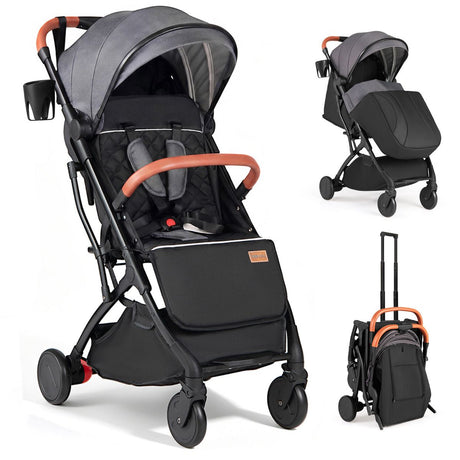 Lightweight Baby Stroller with Adjustable Backrest and Footmuff