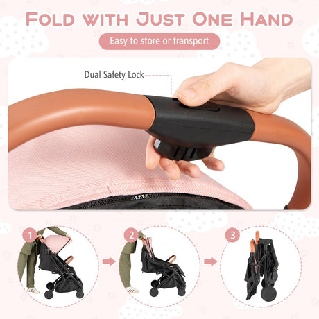 Lightweight Baby Stroller with Adjustable Backrest and Footmuff