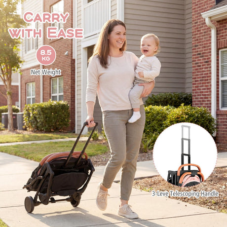 Lightweight Baby Stroller with Adjustable Backrest and Footmuff