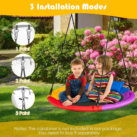 Colorful Saucer Tree Swing Outdoor Round Platform Swing with Pillow for Kids