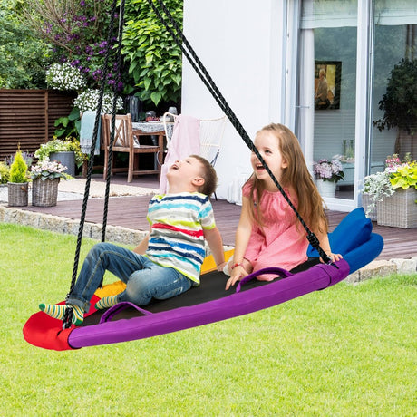 Colorful Saucer Tree Swing Outdoor Round Platform Swing with Pillow for Kids
