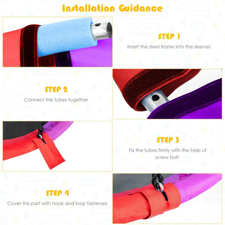 Colorful Saucer Tree Swing Outdoor Round Platform Swing with Pillow for Kids