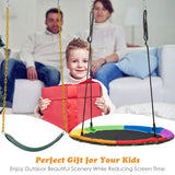 2 Pieces Strap Swing Seat & Saucer Tree Swing Set with Adjustable Hanging Rope (without Stand)