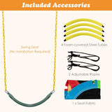 2 Pieces Strap Swing Seat & Saucer Tree Swing Set with Adjustable Hanging Rope (without Stand)