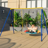 2 Pieces Strap Swing Seat & Saucer Tree Swing Set with Adjustable Hanging Rope (without Stand)