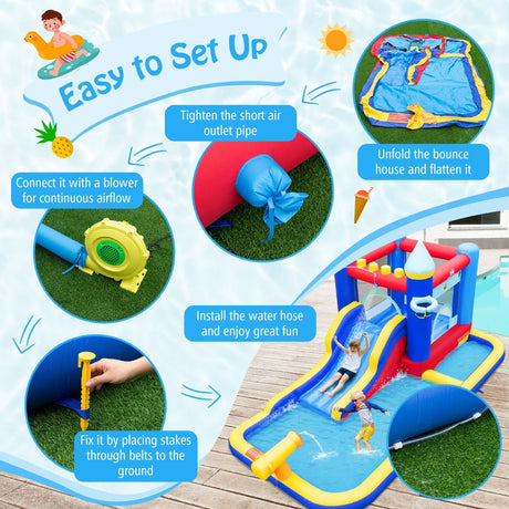 Inflatable Water Slide with Jumping House for Kids Aged 3+