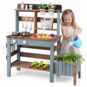Outdoor Wooden Mud Kitchen Set Play Kitchen with Running Water Faucet Tank