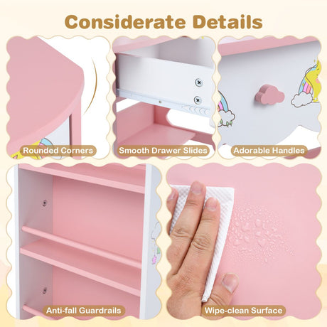 Princess Girls Makeup Table with Mirror and Chair
