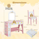 Princess Girls Makeup Table with Mirror and Chair