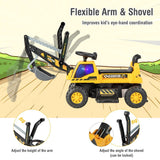 Ride-on Excavator with Music LED Lights and 30° Rotatable for Kids