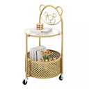 HONEY JOY 2-Tier Round End Table Storage Side Table Bedroom w/Lockable Wheels