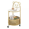 HONEY JOY 2-Tier Round End Table Storage Side Table Bedroom w/Lockable Wheels