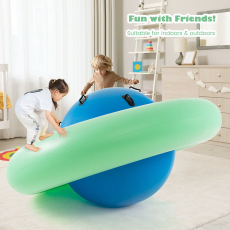 HONEY JOY 7.5FT Inflatable Dome Rocker Bouncer w/ 6 Handles Outdoor Balance Game
