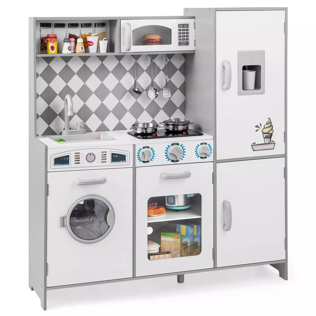 HONEY JOY Kids Kitchen Playset Pretend Play Kitchen Toy Set w/Washing Machine