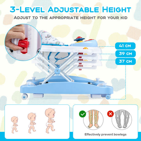 BABY JOY Foldable 6 in 1 Baby Walker Adjustable Toddler Walker Activity Center