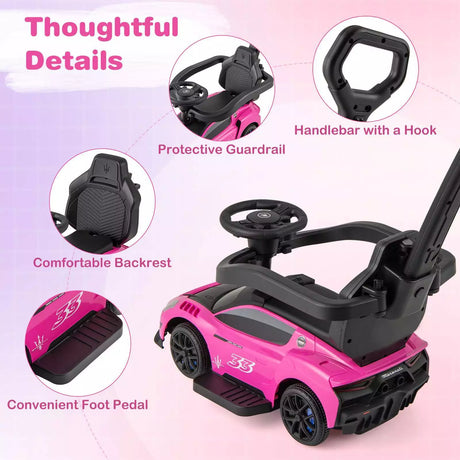 3 in 1 Ride on Push Car Maserati Licensed Foot to Floor Sliding Car 18-60 Months