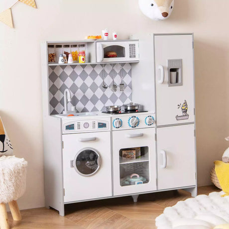 HONEY JOY Kids Kitchen Playset Pretend Play Kitchen Toy Set w/Washing Machine