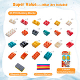 HONEY JOY Kid Art Easel Stool Set Magnetic Drawing Board Table w/Building Blocks