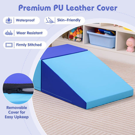 2-Piece Baby Soft Foam Block Playset Toddlers Step and Slide Climber Indoor Active Play