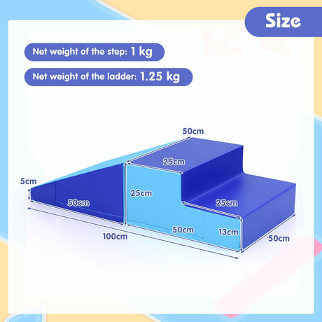 2-Piece Baby Soft Foam Block Playset Toddlers Step and Slide Climber Indoor Active Play