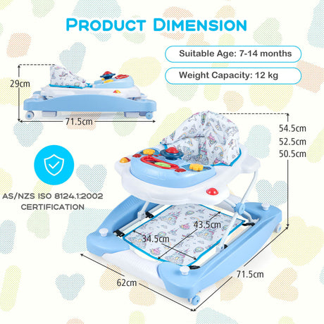 BABY JOY Foldable 6 in 1 Baby Walker Adjustable Toddler Walker Activity Center
