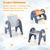 HONEY JOY Kid Art Easel Stool Set Magnetic Drawing Board Table w/Building Blocks