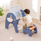 HONEY JOY Kid Art Easel Stool Set Magnetic Drawing Board Table w/Building Blocks
