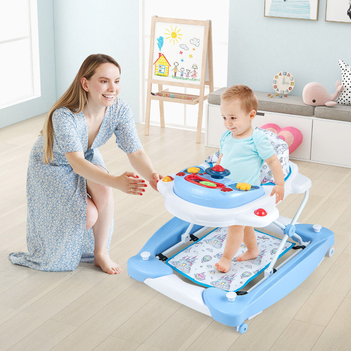 BABY JOY Foldable 6 in 1 Baby Walker Adjustable Toddler Walker Activity Center